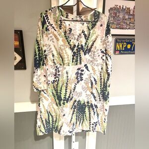 Boden Linen Floral Dress | Size 12 (No Tag) | 3/4 Sleeve | Excellent Condition